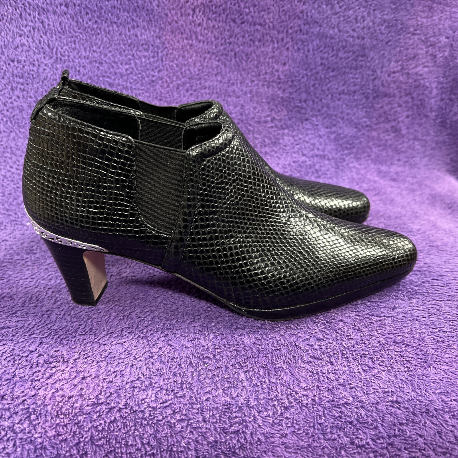 Brighton "Trill" Black Python Leather Booties Boo… - image 2