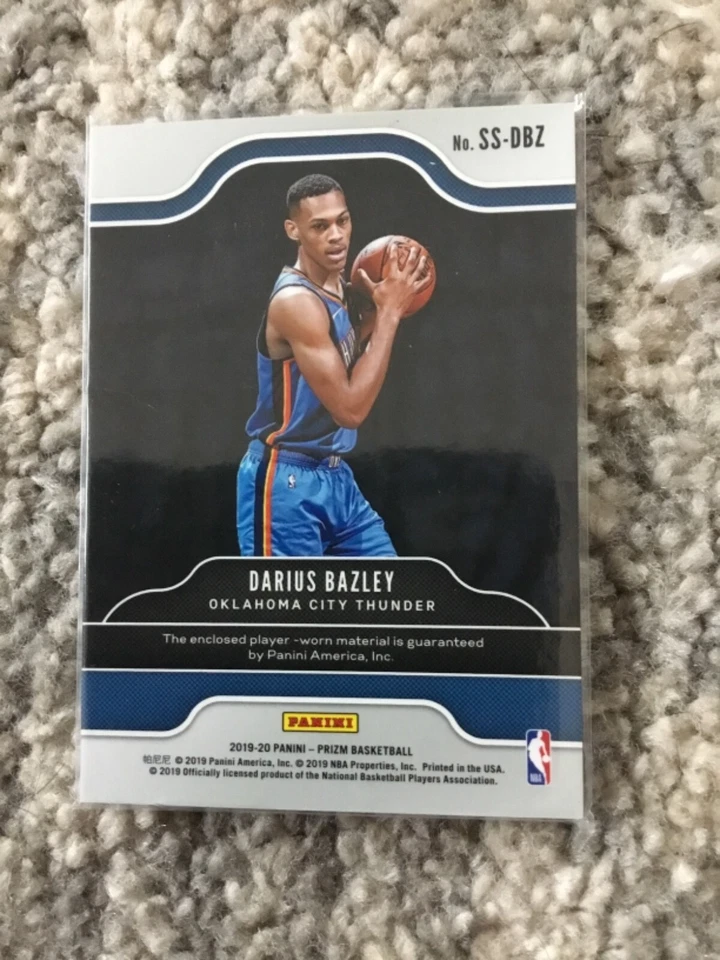 2019-20 Panini Prizm Darius Bazley Jersey Patch Rookie NBA Thunder White Swatch - Image 2 of 2