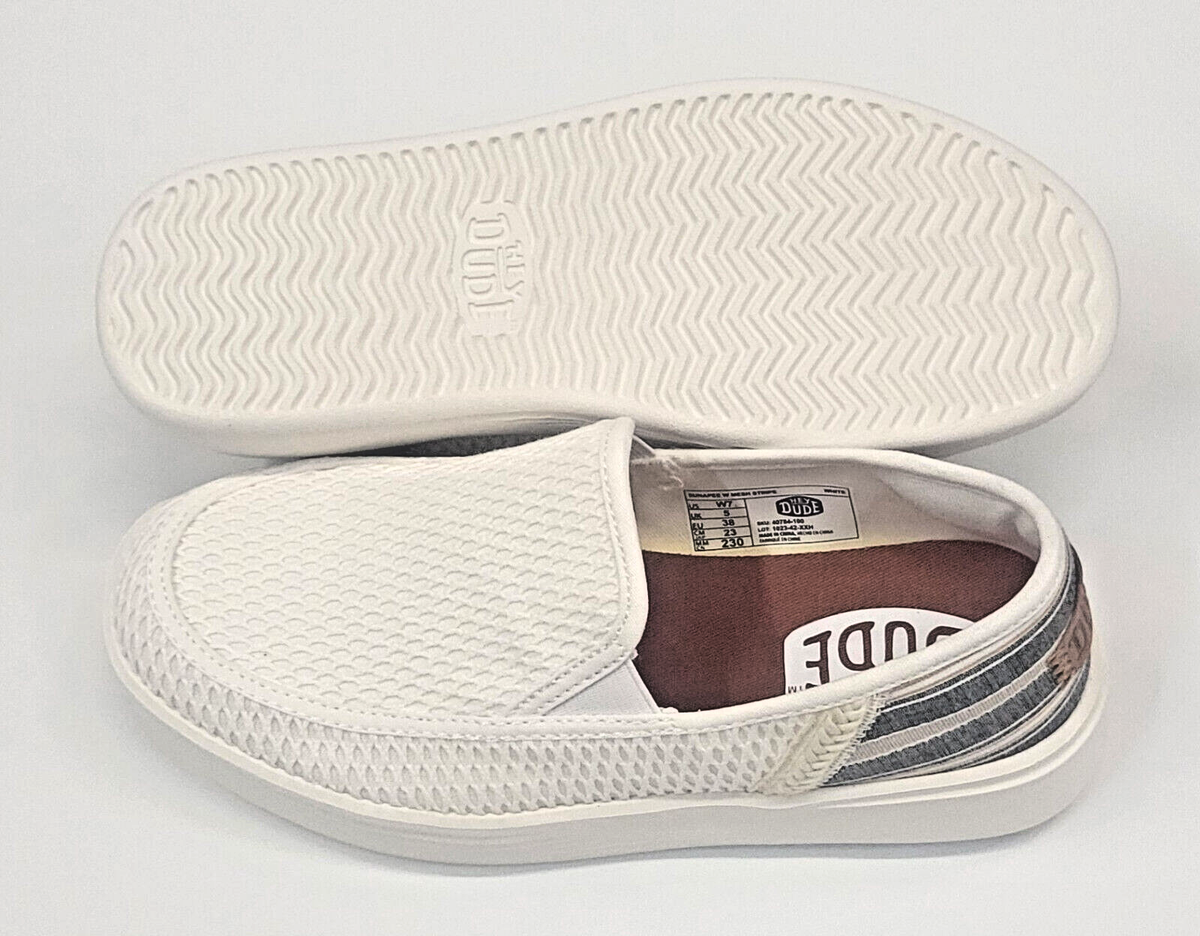 Hey Dude Sunapee W Mesh Stripe White Slip On Amazon.com | HEYDUDE Unisex-Adult M Sunapee W Mesh Stripe  main image 4