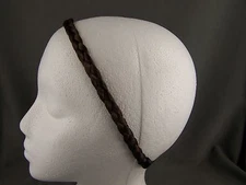 Dark Brown braid faux hair band headband stretch elastic braided 1/2" wide