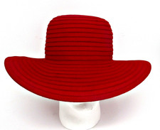 Vintage Scala Collection Red 100 Wool Felt Wide Brim Sun Derby Races Church Hat