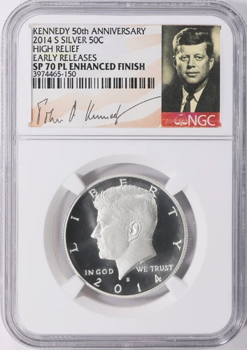 SILVER 2014-S Kennedy Half NGC SP70PL Enhanced Finish First Day of Issue MB 5358