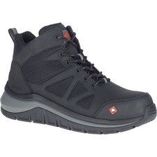 MERRELL WORK Men's Fullbench Speed Mid Carbon Fiber Toe Work Boot Black - J00331