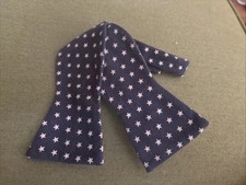 Bow Tie Tuesday Blue White Stars July 4th Theme 13 3/4-18 Adjustable Cotton