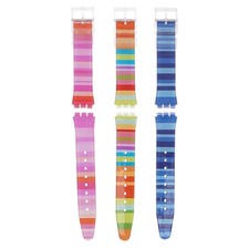17/19mm Watch Strap PVC Compatible For Swatch Watches Easy Attach Detach