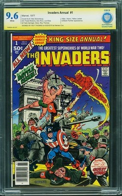 Invaders Annual 1, CBCS 9.6, 1977, SS, Signed by Rob Thomas, Schomburg Cover