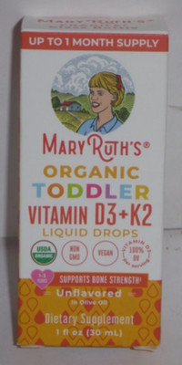 10/27 MARYRUTH'S Organics Vitamin D3 | Vitamin K2 | Vitamin D3 K2 Drops | 1 Fl O