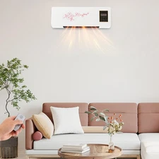 Electric Space Heater 1400W Wall Mounted Hot Air Fan Timing Function Thermostat