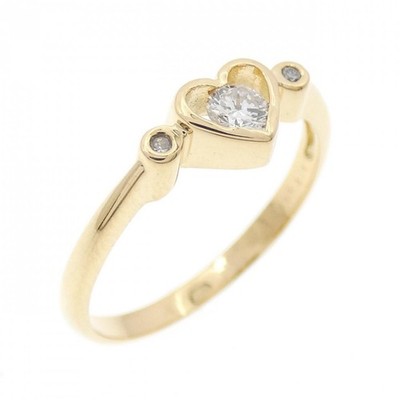 Authentic K18YG Heart Diamond Ring 0.12CT #230-000-121-9059