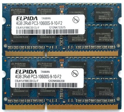 Elpida 8GB (2x4GB) 2Rx8 PC3-10600S DDR3 1333MHz Laptop RAM EBJ41UF8BCS0-DJ-F