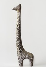 Vintage Metal  Giraffe Figurine Mid Century Modern Animal Sculpture 15 In New