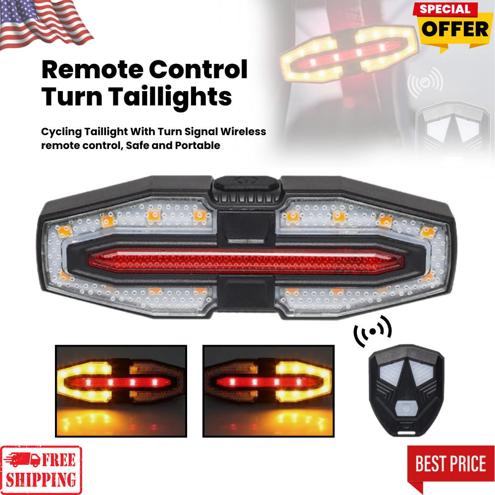 Wireless Remote Control Bike Turn Signal Taillight USB Recha