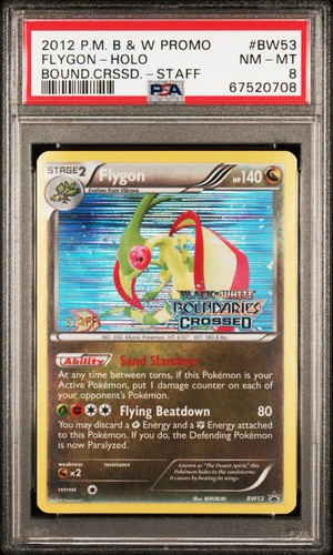 2012 POKEMON BW PROMO #BW53 FLYGON Boundaries Crossed Prerelease STAFF PSA 8