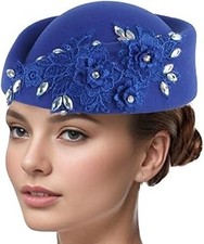 Rhinestones Flower Berets Hat for Cocktail Party 1920s Women Fascinator Caps The
