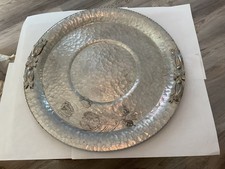 Rodney Kent Plateau à tulipes rond en aluminium martelé forgé à la main 14" N° 455 Vintage