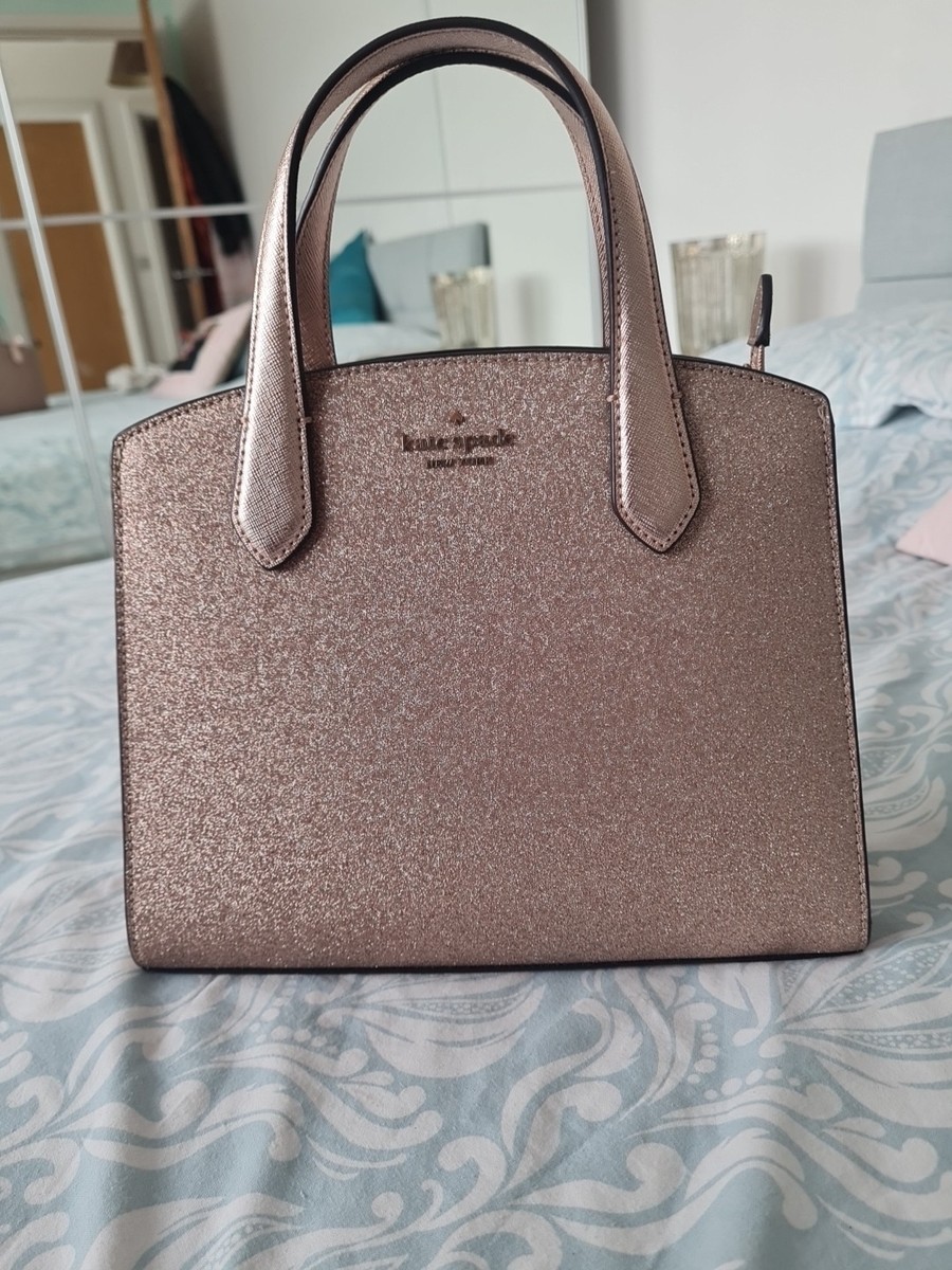 Lovely Kate Spade Tinsel Glitter Crossbody Satchel In Rose Gold
