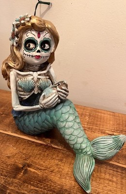 Mermaid Sugar Skull Figurine   Dia de Muertos / Day of the Dead Catrina 6.75 