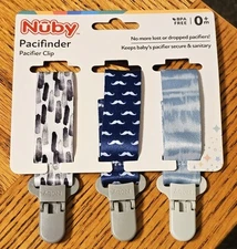Nuby Pacifinder Pacifier Clips - Set of 3 - Blue - FREE SHIPPING!!!