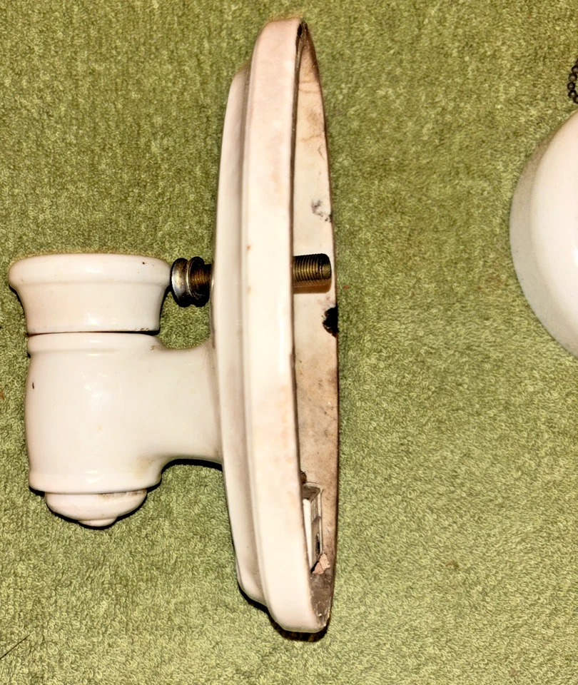 (3) Lámparas antiguas de porcelana blanca Art Deco tocador de baño sobre fregadero Foto 4 de 4