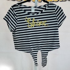 Arizonia SHINE Black White Stripped Cropped Top Size XL 16