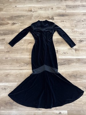 Black Velvet Ethos Velvet Cutout Dress Long Size M Romantic Goth Fairy