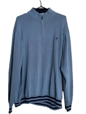 Lyle & Scott Men's 1/4 Zip Blue 100% Cotton Sweater XXL