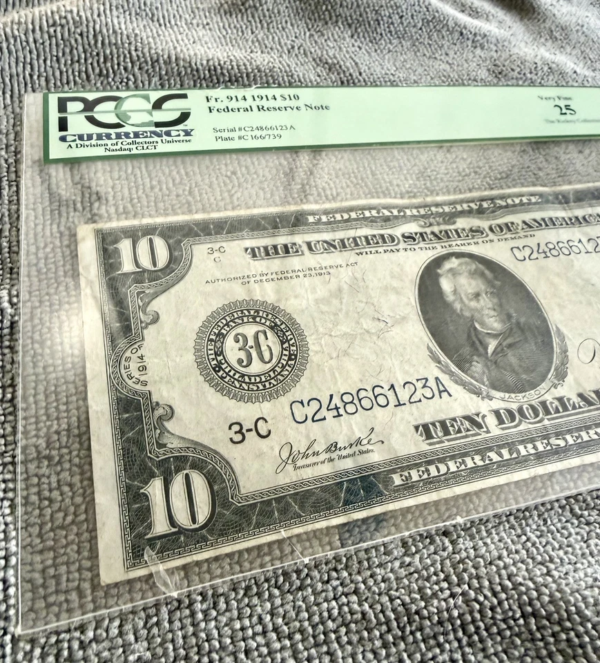 Fr. 914 1914 $10 Federal Reserve Note, Philadelphia - PCGS Graded VF 25 - Image 2 of 4