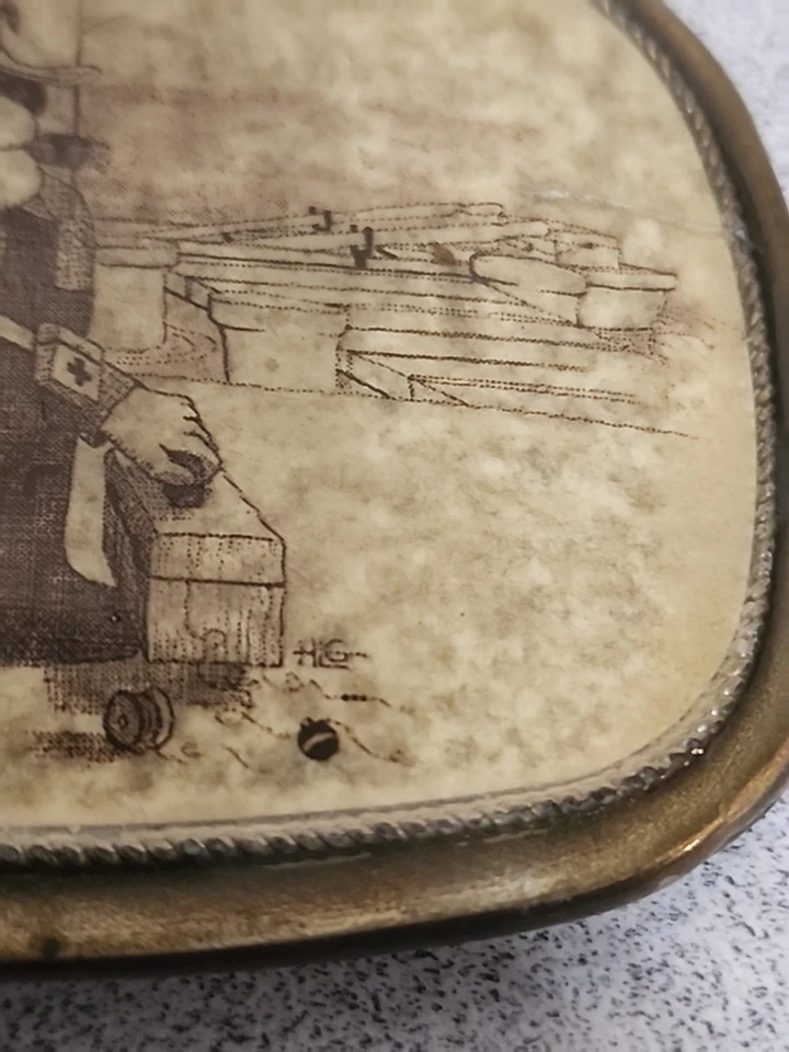 De colección Tono Latón Metal con Acrílico Cubierto Hombre Se fue Pesca Escena Cómic Dibujos Animados HLG Foto 3 de 4