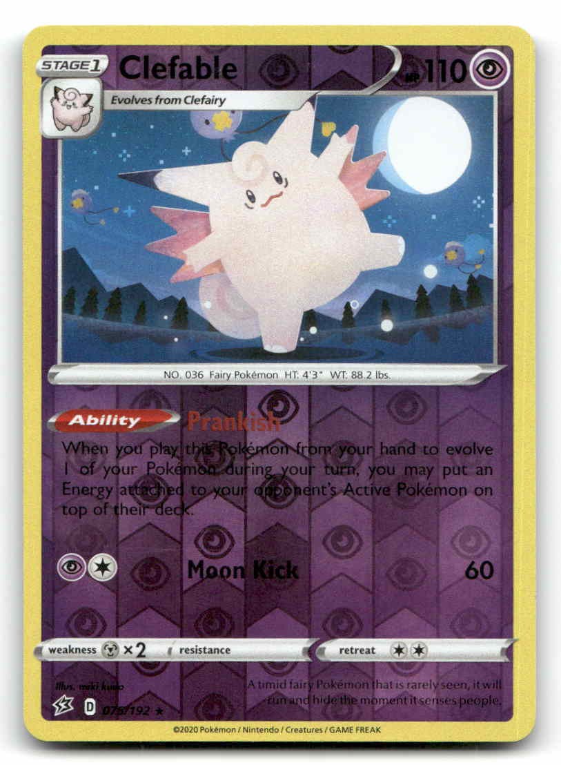 Clefable Reverse Holofoil SWSH02: Rebel Clash 075/192 NM Pokemon