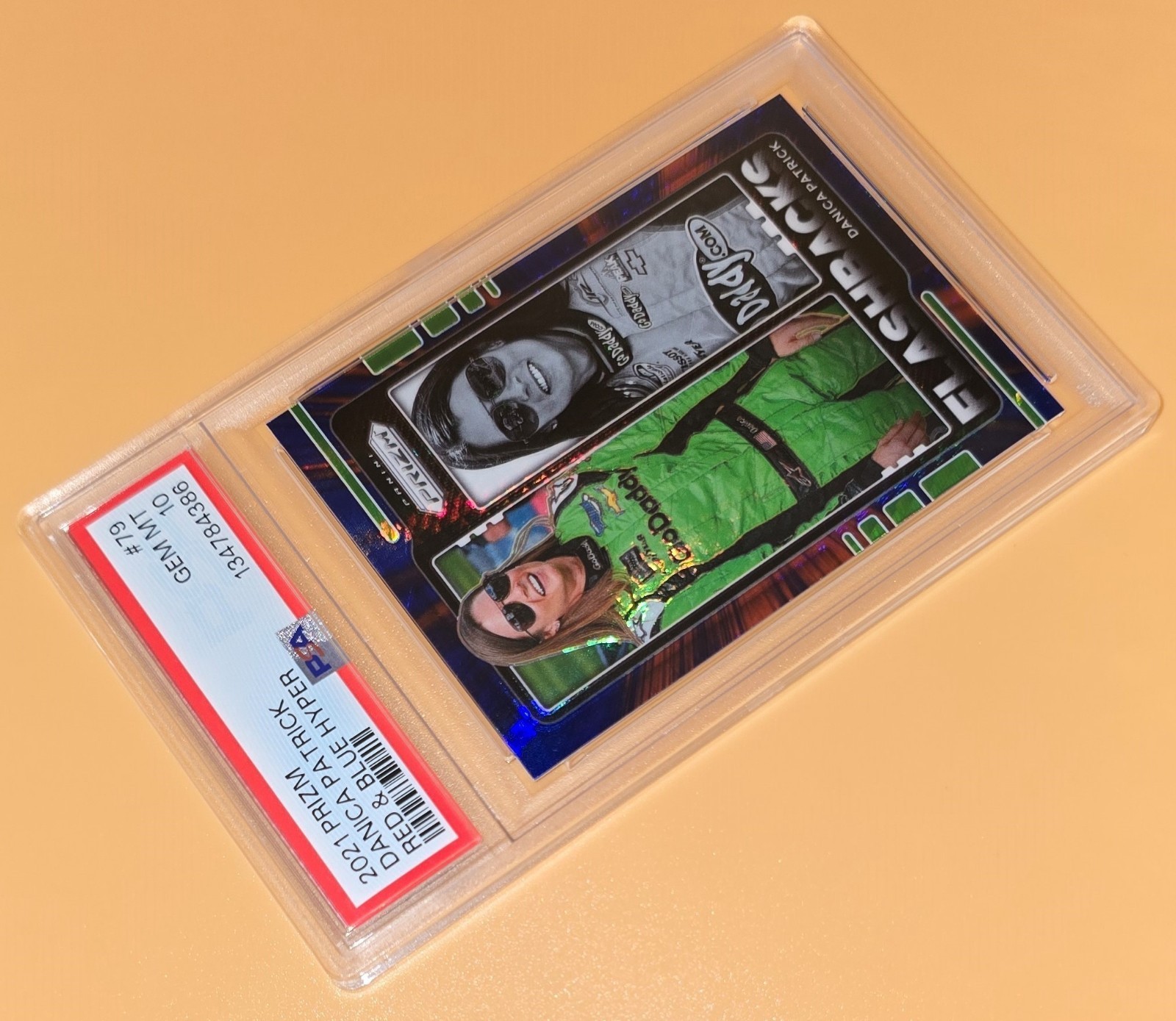 Danica Patrick PSA 10 Low Pop 1 Red Blue Hyper Prizm Parallel 2022 Prizm Racing view 6