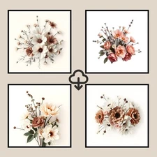 Set of 4 Realistic Digital Wall Art Print Modern Home Decor Printable Instant #3