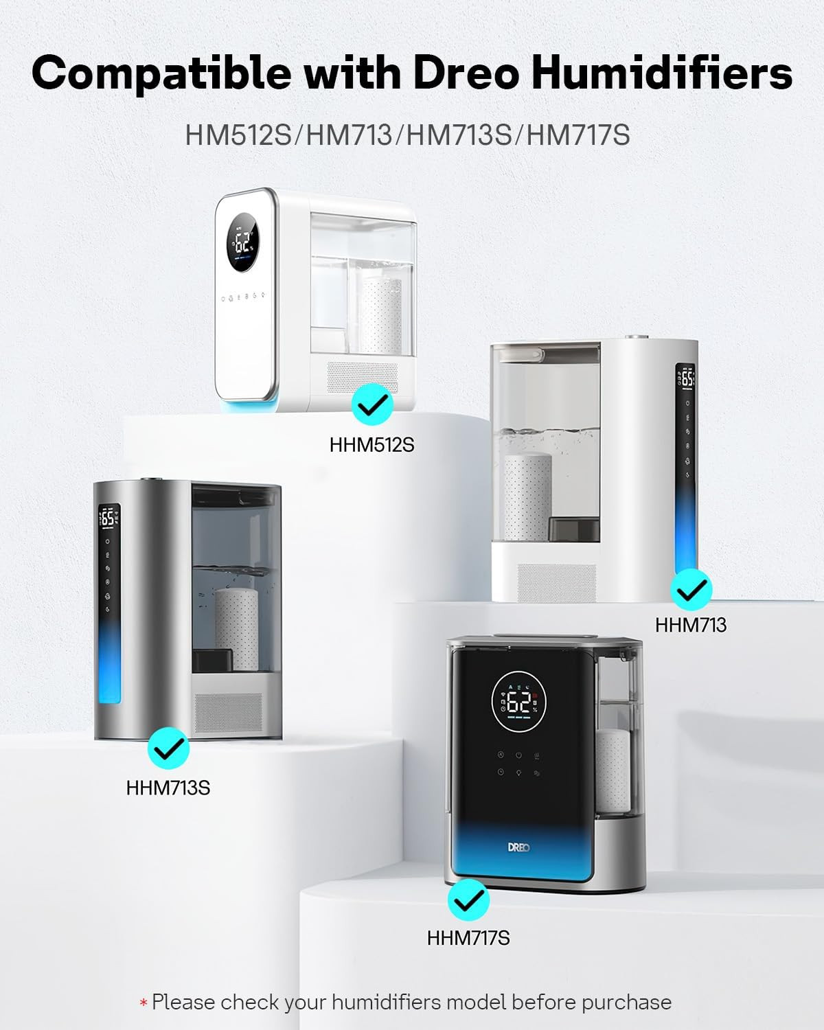 4-Pack Humidifier Demineralization Cartridge Compatible with Dreo Humidifiers HM