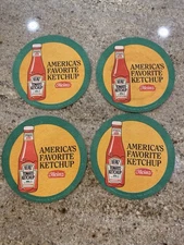 Vintage Heinz Tomato Ketchup Double-Sided Coasters Set of 4 Advertising