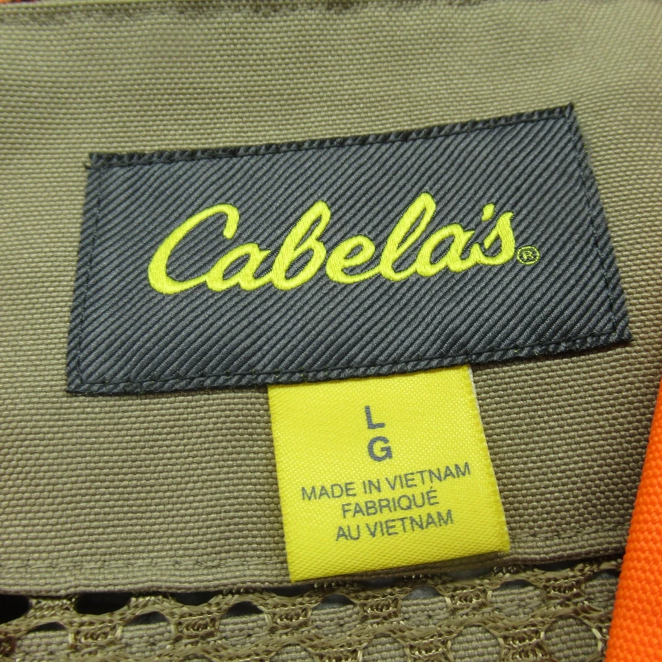 Cabelas Hunting Vest Men Large Orange Fish Mesh Pockets Outdoor Utility Vented - Image 3 of 4