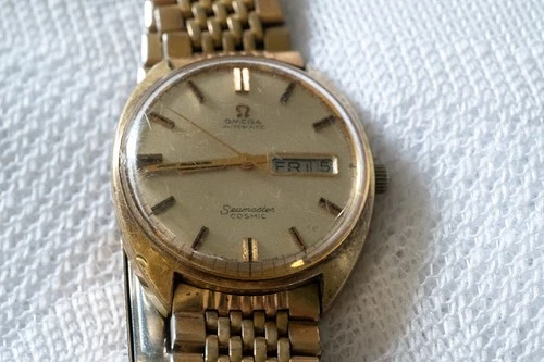 Vintage Omega Cosmic Seamaster Gold Plate Mens Wrist Watch Date Automatic