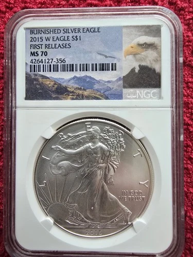 2015-W Burnished Silver Eagle MS70 NGC First Releases 1oz
