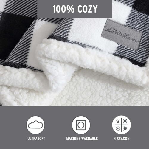 - Throw Blanket, Reversible Sherpa Fleece Bedding, Buffalo Plaid Hom - Picture 4 of 11