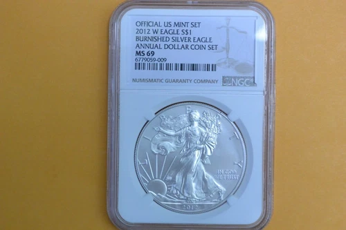 2012-W Burnished Silver Eagle NGC MS69 UNC (2012 Annual Dollar Set)