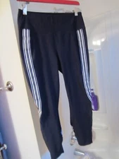 NWOT women's active wear capri pants Active Life Size L black/white stripes