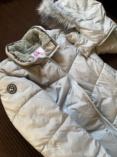 Justice Girls Size Large 12/14 Coat Mint Green Puffer With Removable Hood Zip Up - Picture 6 of 8