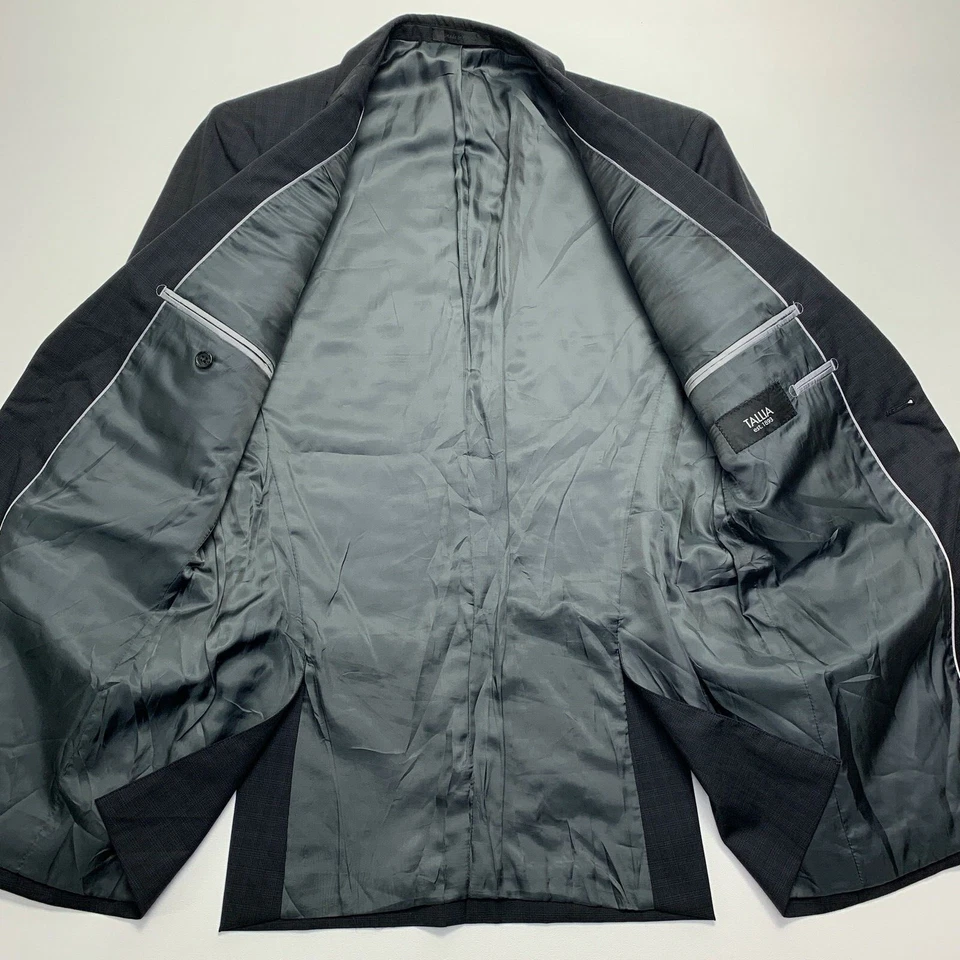 Tallia Para Hombres Gris Carbón Cuadros Lana Calce Ajustado Traje Chaqueta Abrigo Deportivo 38R Foto 4 de 4