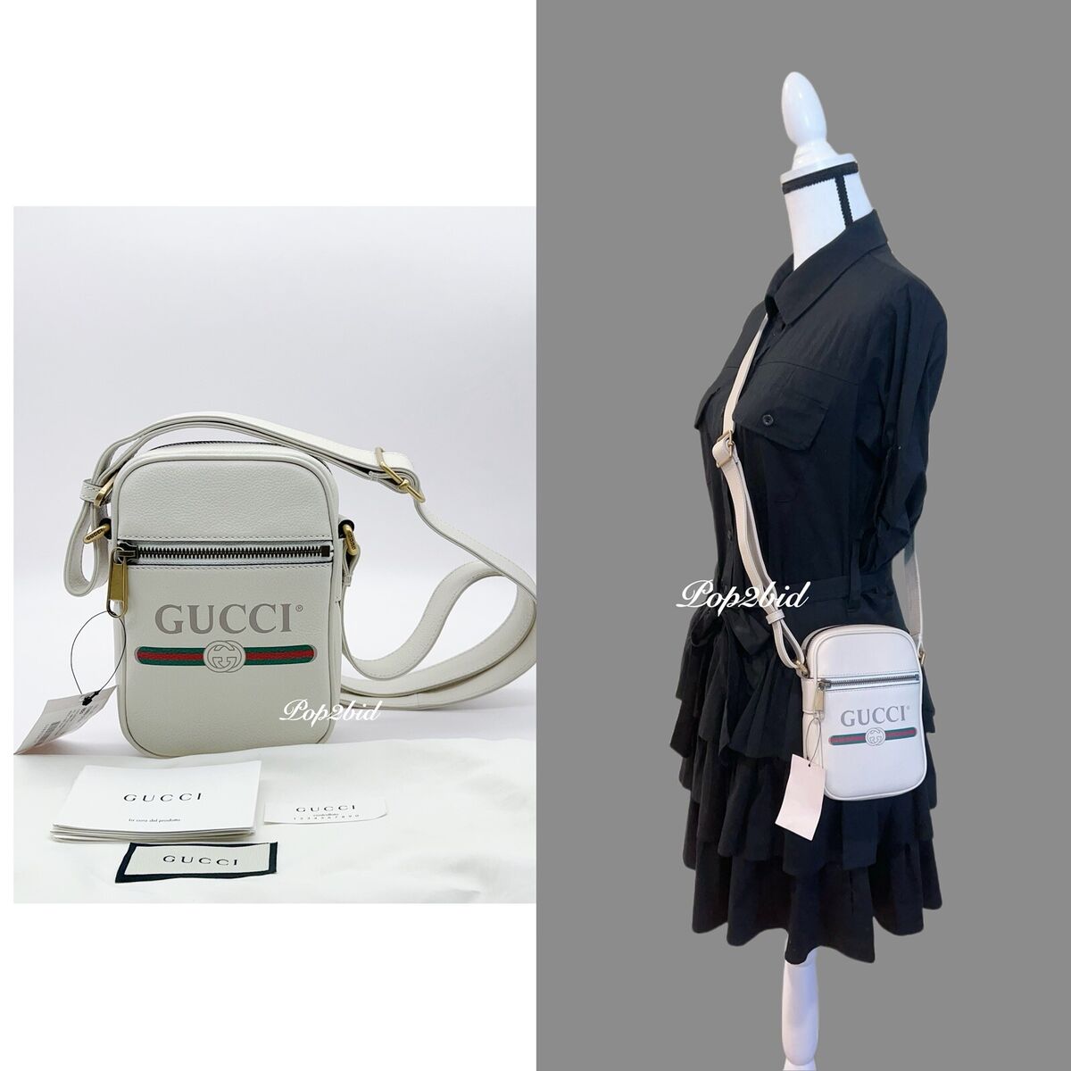 ショルダーバッグ GUCCI FW24 Logo leather shoulder strap (795291AABXM 1000) NEW Authentic Gucci Unisex Logo Leather Crossbody Shoulder