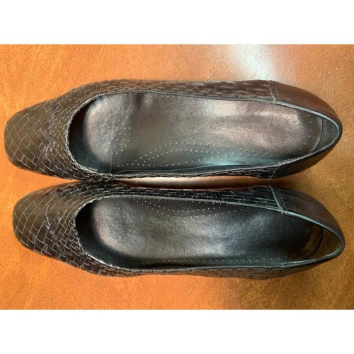 Trotters Womens Black Leather Woven Slip On Flat Loafer Size 11 Brazil - Picture 7 of 9