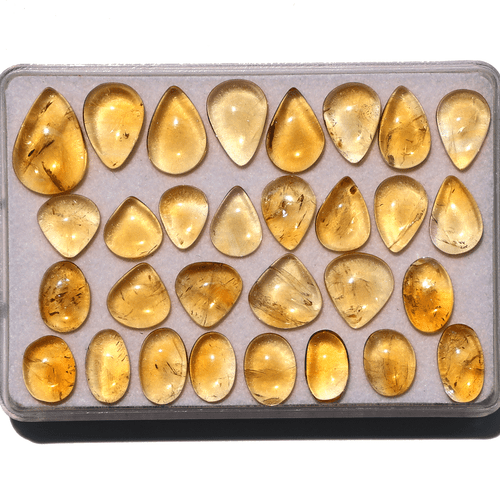 30 Pcs Natural Brazilian Citrine Rich Yellow 10mm-17.6mm Cabochon Gemstones Lot - Picture 2 of 13