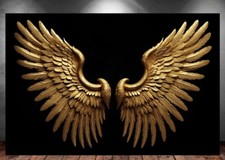LEINWAND BILD ER XXL ABSTRAKT ENGELSFLÜGEL FLÜGEL SCHWARZ GOLD WAND POSTER P823