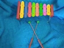 Vintage Wood and Metal Toy Xylophone With Legs And 2 Mallets