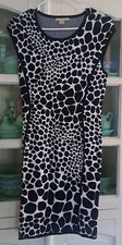 Michael Kors Knit Animal Print Dress Medium Black White