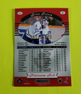1997-98 Pinnacle Totally Certified Platinum Red #11 Felix Potvim