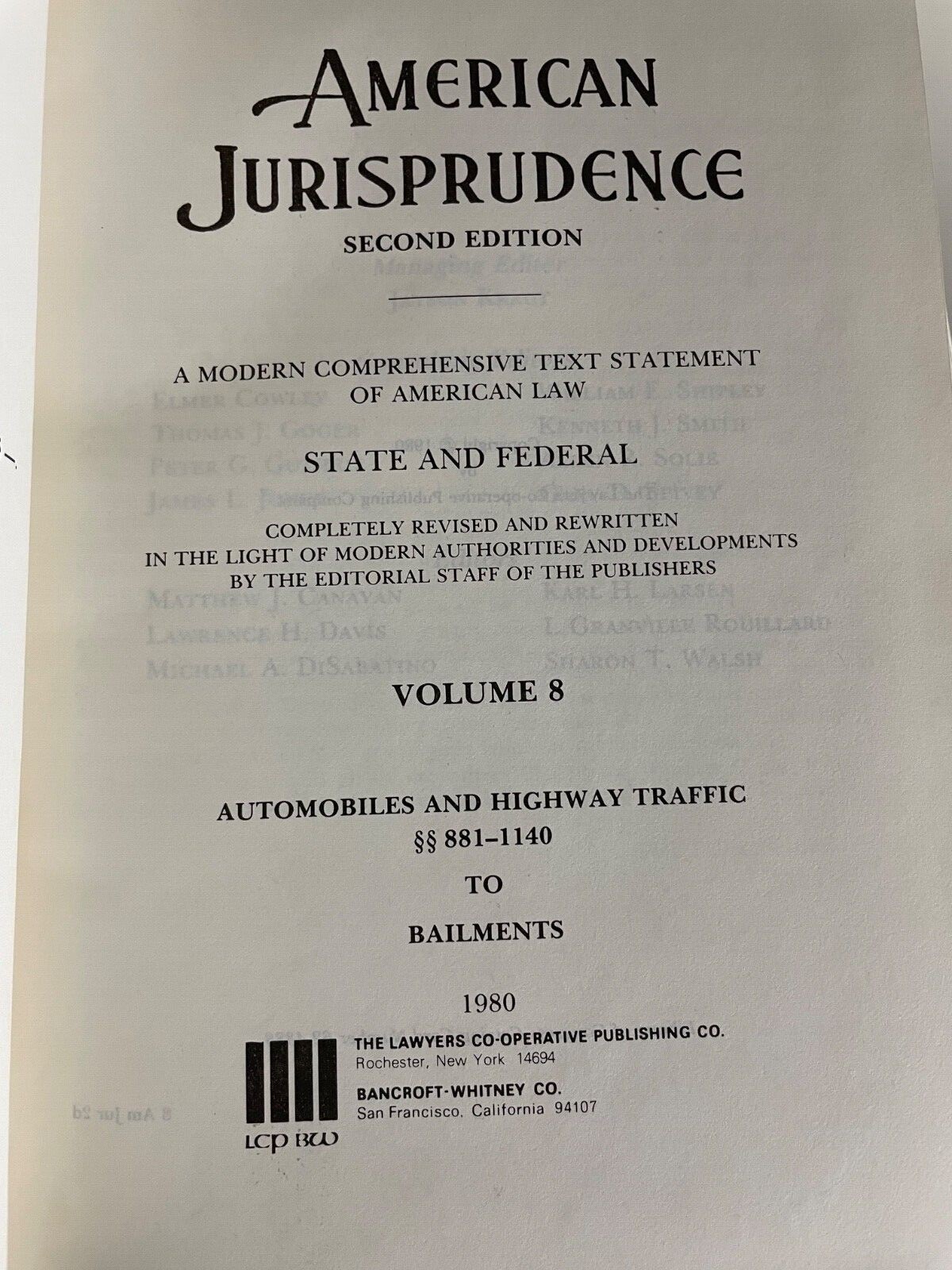 American Jurisprudence 2d Vol 8 State & Federal (Hardcover) w
