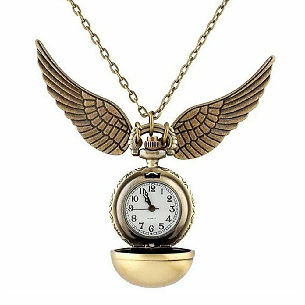 Harry Potter Golden Snitch Watch Necklace Quidditch Pocket Clock Pendant  Steampu